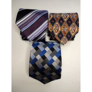 Geoffrey Beene Men's Tie Set of 3 Silk Striped Paisley Geometric‎ Neckties